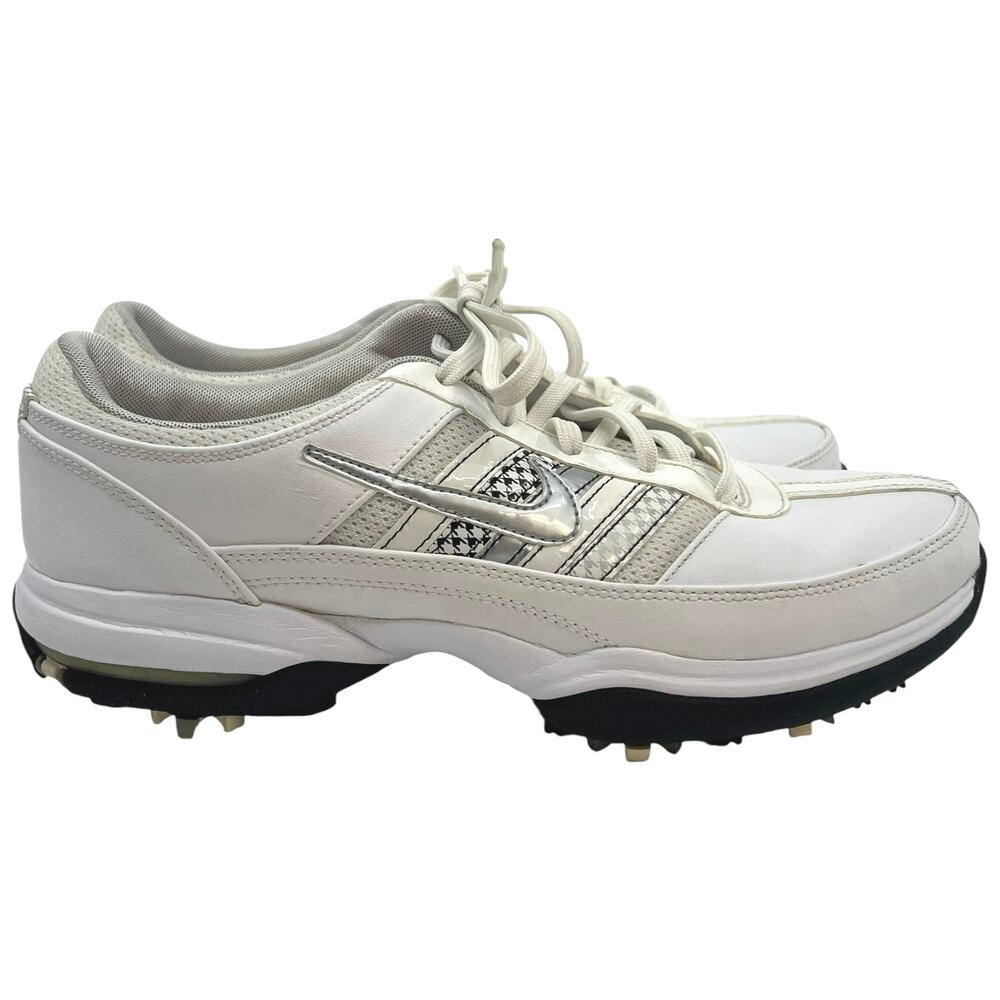 Nike Air Golf Shoes White Silver Spiked Leather Athletic - Women 8.5 - Picture 3 of 11